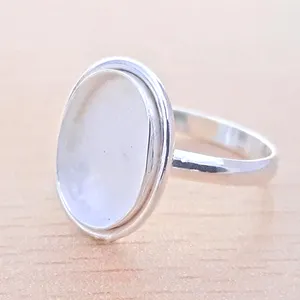 Wholesale 7-30 MM Oval Collet 925 Sterling Silver Solid Bezel Cup Plain Band Ring Size US-6 Metal Casting Fine Jewelry Supplier