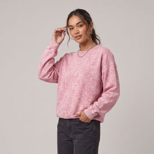 Chemise à col rond oversize à manches longues pour femme, coupe ample, style vintage délavé à l'acide, épaules tombantes, streetwear - Product Image 4