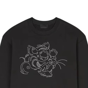 Sweat-shirt en coton 100% de haute qualité, avec logo en strass, délavé à l'acide, effet soleil, rivets, personnalisable, écologique, automne - Product Image 4