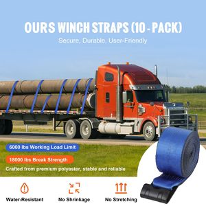 Cinghie per verricello 4 pollici x 30 piedi, capacità di carico 6000 libbre, resistenza alla rottura 18000 libbre, gancio piatto, cinghie per camion per il controllo del carico, accessori - Product Image 2