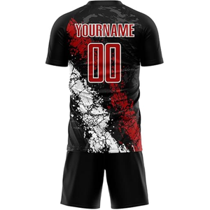 เสื้อฟุตบอลสั่งทำขายส่ง แขนสั้น สำหรับฤดูร้อนและฤดูหนาว พิมพ์ลายแบบซับลิเมชั่น โพลีเอสเตอร์ 100% แห้งเร็ว ชุดฟุตบอลสำหรับผู้ใหญ่ - Product Image 3