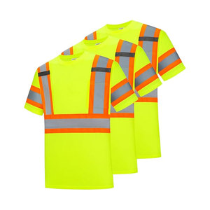 Camiseta de Trabajo Reflectante Naranja para Hombre, Manga Corta, Cuello Redondo, Tejido Transpirable, Corte Regular con Bolsillo - Product Image 3