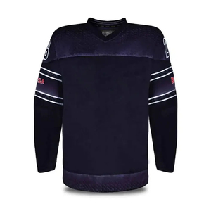 Custom Fashion <b>Sewing</b> Pattern School Team Short Sleeve Hockey Hoodie Colorful Uniform Stripe Goalie Field Wear Ice Hockey Jersey - Product Image 1