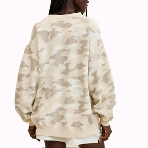 Sudadera Oversize de Camuflaje para Mujer, Cuello Redondo, Hombros Caídos, Manga Larga, Tejido de Punto, Estilo Otoñal - Product Image 2