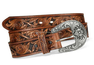 Sculpture à la main de luxe et peinture feuille Design gravé mode pour hommes Western cuir outillage avec boucle florale antique ensemble - Product Image 6