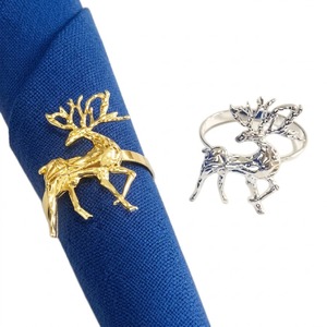 Lot de porte-serviettes élégants en métal doré et argenté en forme de renne pour Noël, mariages, dîners et décoration de table - Product Image 1