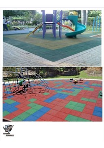 Carrelage en caoutchouc noir et rouge de 15 mm - Product Image 3