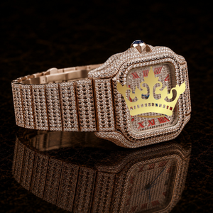 Custom Brand Rose Gold Brown Face Diamond Watch Men Stainless Steel Watch - Product Image 2