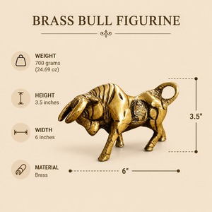 SHUBHAM Handmade Brass Bull Ox Feng Shui Figurine Polished Lucky Wealth Traditional Tabletop Home Office Business Gift Uttar - Product Image 4