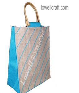 Sac fourre-tout en jute recyclé écologique, sac de courses durable, poignée longue, motif rayé, petite taille, Lowellcraft - Product Image 4