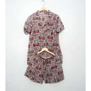 Conjunto de Pijama para Mujer Talla Grande, Transpirable, de Punto, Cintura Elástica, Manga Corta, Estampado, 100% Algodón, Ropa de Dormir para Verano - Product Image 6