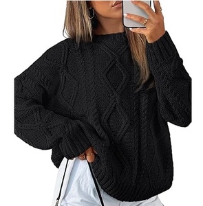 Oversized Drop Shoulder Pullover Pink Color Thermal Ribbed Jacquard Sweaters <b>Warm</b> Thick <b>Cardigan</b> Ribbed Sweaters <b>For</b> <b>Womens</b> - Product Image 4