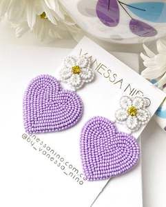 Pendientes de Aro con Cuentas Bordadas Personalizadas en Forma de Corazón para Baby Shower, Fiestas, Eventos Festivos, Regalos, Joyería Decorativa de Moda - Product Image 1