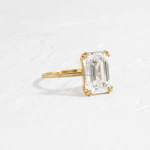 Anillo de Lujo con Diamante Cultivado en Laboratorio con Corte Esmeralda, Engaste de Garras, Oro de 10K, 14K, 18K, Anillo de Compromiso y Boda, Joyería Fina, Certificado IGI - Product Image 3