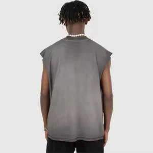 Camiseta sin Mangas Deportiva Transpirable de Algodón Peinado de Alta Calidad 240gsm para Hombre, con Logotipo de Marca Personalizado, Ajuste Holgado y Tejido Pesado - Product Image 6