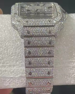 Reloj de cuarzo Moissanite con incrustaciones de diamantes Prestige Glow Frost para hombre, estilo diamante, reloj de lujo, reloj de pulsera llamativo y lujoso. - Product Image 2