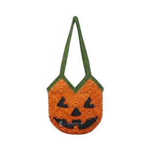 Bolso de hombro de calabaza de ganchillo, bolsa de algodón tejida unisex para dulces de Halloween, ideal para viajes diarios y el recogido de dulces. - Product Image 1