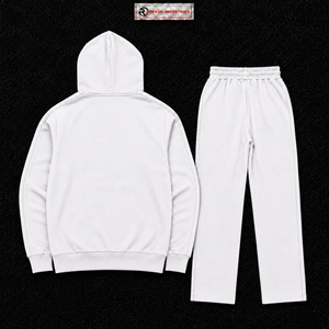 Conjunto Deportivo para Hombre, Color Blanco, con Logotipo Personalizado, Sudadera con Capucha, Pantalones Deportivos con Franja Lateral Negra, Ropa Deportiva Informal, Venta al Por Mayor - Product Image 6