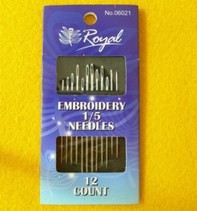 Aiguilles à broder à la main de la marque DANKING ND0007 |   Royal 1/5 Size 12 Count Steel Pack No.06021 (Taïwan) - Product Image 1