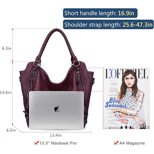 Bolso Tote Casual de Cuero con Correa Extraíble, Gran Capacidad, Cierre de Cremallera, Estilo Clásico, Bolso de Mano para Uso Diario - Product Image 3