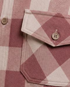 Rose Wood Light Taupe Plaid Men Flannel Shirt Long Sleeve Button <b>Down</b> Checkered Cotton Casual Shirt With Chest Pocket Streetwear - Product Image 5