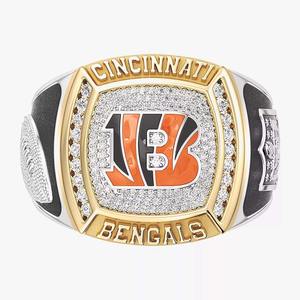 Anillo de Moissanita Personalizado de Dos Tonos para Hombre, Estilo Hip Hop, con Diseño de la Universidad de Cincinnati Bengals, de Aleación, para Campeonato o Clase de Secundaria - Product Image 1