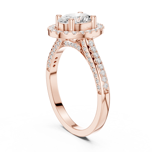 Anillo de Halo de Moissanita de Corte Ovalado de Lujo para Mujer con Detalles Pavé, Acabado en Oro Rosa, Plata 925, Anillo de Compromiso - Product Image 3
