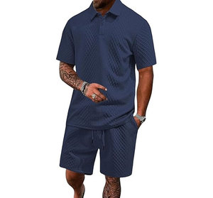 Ensemble de polo et short décontracté respirant pour homme, style hip-hop, col polo, tenue de jogging athlétique d'été - Product Image 4