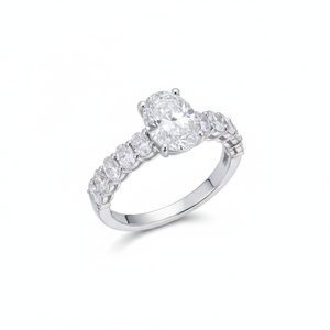 Bague de fiançailles AMBER JEWELS en moissanite taille brillant, argent 925 plaqué rhodium, sertissage à griffes, romantique, certifiée IGI, pour femme - Product Image 4