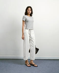 Camiseta Corta de Cuello Redondo para Mujer, de Alta Calidad, con Ribete de Encaje, Color Sólido, Algodón, Corte Ajustado, Transpirable, de Secado Rápido, para Verano - Product Image 5