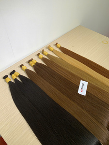 Extensiones de Cabello Natural Liso Súper Doble Trama a Granel, Precio de Fábrica, Color # PLA # 1 # 8 Piezas de Cabello Natural sin Procesar de 40cm a 80cm de Longitud - Product Image 2