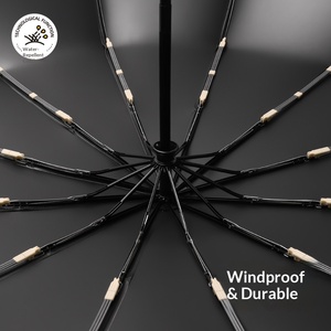 27 Inch Ring Buckle Three-Fold Double Folding <b>Automatic</b> Business <b>Umbrella</b> with Increased Wind-Resistant Design - Product Image 2