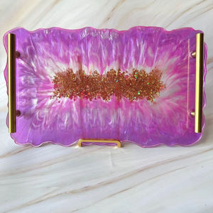 Wholesale Customizable Handmade Resin Tray with Model Coasters Serving and <b>Table</b> <b>Protection</b> Set for Home Use - Product Image 1