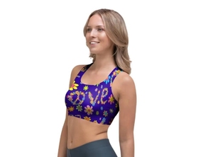 Soutien-gorge de sport pour femme à imprimé floral, dos nageur, col ras du cou, maintien moyen, pour yoga et activités sportives, respirant, en Spandex et Polyester - Product Image 5