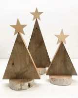 Ensemble de décorations de Noël en bois, motif romantique, pour table triangulaire, fête de fin d'année, artisanat écologique et durable