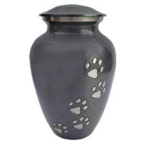 Urne funéraire blanche pour animaux de compagnie avec motif de patte, personnalisable pour cendres, récipient commémoratif pour chiens et chats, urne et pot en métal - Product Image 3