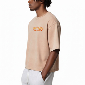 เสื้อยืดคอตตอนสีเบจแขนสั้นคอกลมทรงสปอร์ตสำหรับผู้ชาย ยี่ห้อ AFSAR SPORTS ไซส์พลัส ผ้าเจอร์ซีย์ถัก สไตล์ลำลอง - Product Image 2