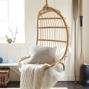 Half moon rattan hanging chairs outdoor courtyard <b>patio</b> furniture wooden bird nest <b>swing</b> chair - Product Image 3