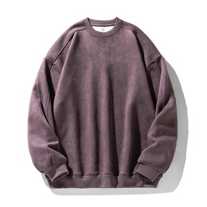 เสื้อสเวตเชิ้ตคอกลมทรงโอเวอร์ไซส์สำหรับผู้ชาย สีดำล้วน ผ้าฝ้ายถัก สวมใส่สบายๆ สำหรับฤดูใบไม้ร่วง - Product Image 3