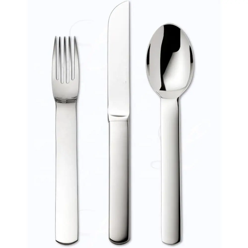 Silver Plated Stainless Flatware with flat designer Handle Guangzhou Italian cutlery with Thick modern salad server Set