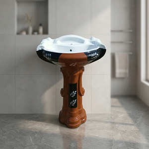 Sterling Coloured Ceramic Pedestal Basin with Rear Drain for Floor Standing Bathrooms - Product Image 5