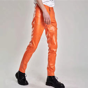 Pantalones de Cuero Urbanos para Hombre, Ligeros, Oscuros, Corte Recto Medio, Estilo Casual, Suaves, Duraderos, Cómodos, Modernos, Estilo Urbano - Product Image 2