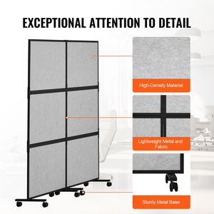 Divisorio per Ufficio a 2 Pannelli Autoportante, Parete Divisoria Ignifuga per la Privacy e la Riduzione del Rumore - Product Image 6