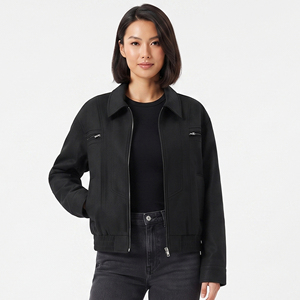 Veste d'hiver décontractée pour femme, entièrement zippée, en softshell, col rabattu, style bomber, 100 % polyester, ourlet élastique. - Product Image 1