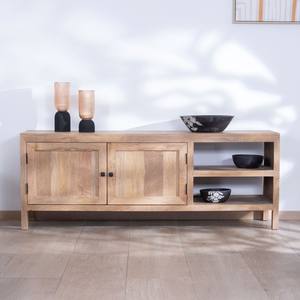 Mueble para TV Vandana Silver Contour de 160 cm, modelo Maestro, en madera de mango con puertas dobles - Product Image 1