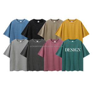 Venta al por mayor de fábrica personalizada cuello grueso Camiseta de algodón blanco caja sólida camiseta en blanco hombres negro boxy fit camiseta - Product Image 2