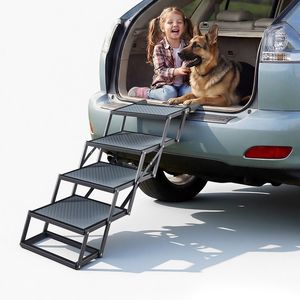 Escaleras Plegables de 4 Peldaños para Perros, Rampa Antideslizante Extra Ancha para Perros Grandes, Escaleras Portátiles y Ligeras para Mascotas - Product Image 1