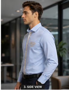 Chemises habillées décontractées pour hommes, col montant tricoté, anti-plis, manches longues boutonnées, en polyester/coton satiné, personnalisables - Product Image 5