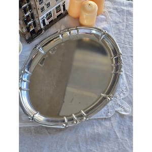Oval Shaped Stainless Steel Coffee Serving Tray Classic Indian Metal Serving Platters <b>Large</b> Size with Custom size Silver Color - Product Image 6