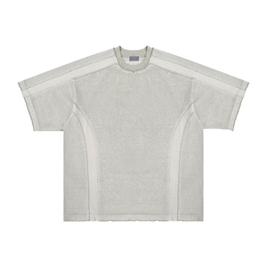 Camiseta de manga corta oversize para hombre, estilo streetwear, gris liso, de punto transpirable, corte holgado, cuello redondo, elegante, venta al por mayor - Product Image 6